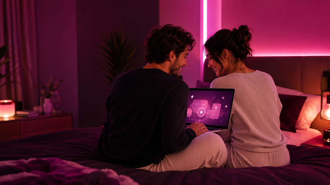 Adult couple discovering creative NSFW AI tools together